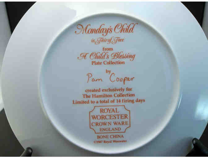 Royal Worcester Collector Plate - Blonde Girl with Kitten Monday's Child Blessing
