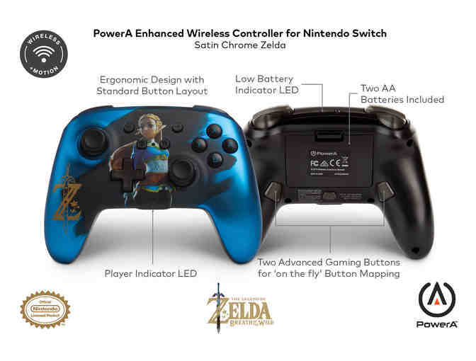 PowerA Enhanced Wireless Controller for Nintendo Switch - Satin Chrome Zelda
