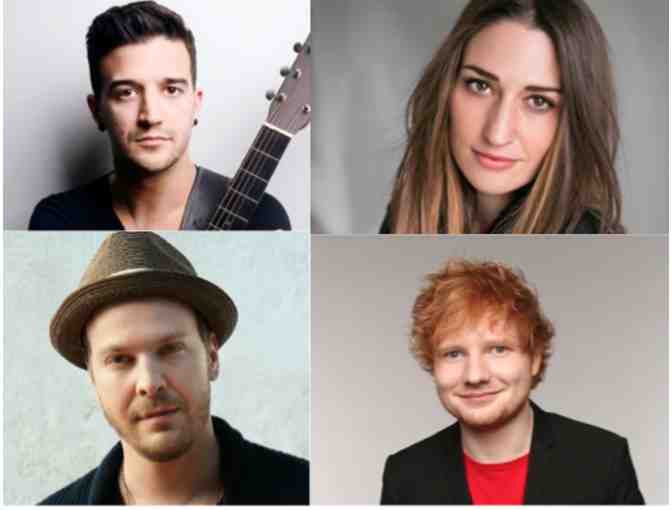 Autographed Guitar By Mark Ballas, Ed Sheeran, Gavin DeGraw, and Sara Bareilles