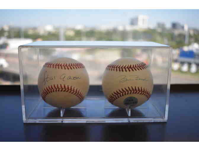 Barry Bonds and Hank Aaron signed Baseball