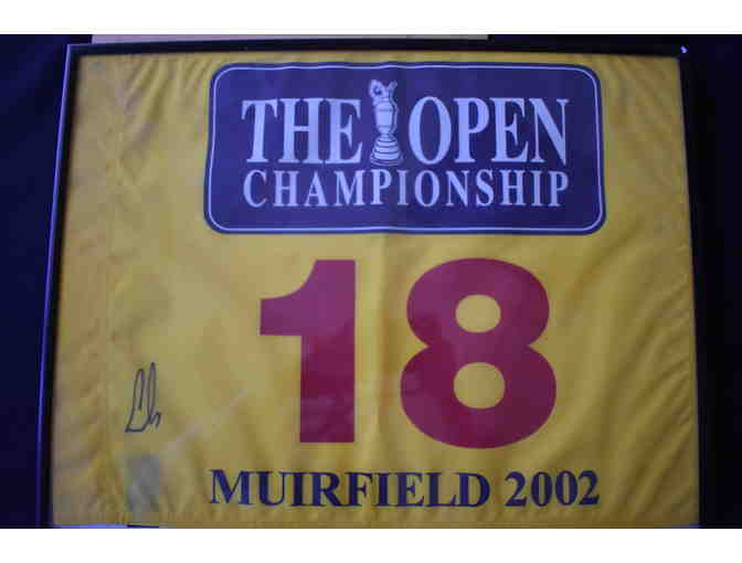 Ernie Els signed 2002 Open Championship Pin Flag at Muirfield