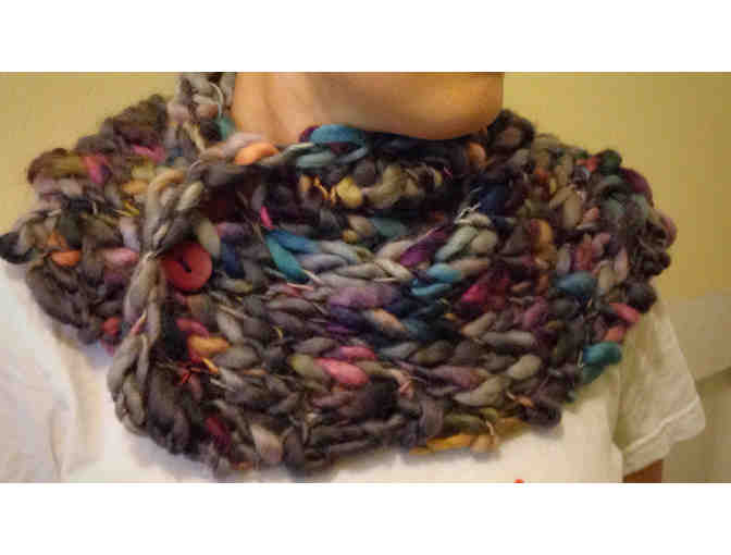 Handmade Gray/Rainbow Fashion Knit Cowl