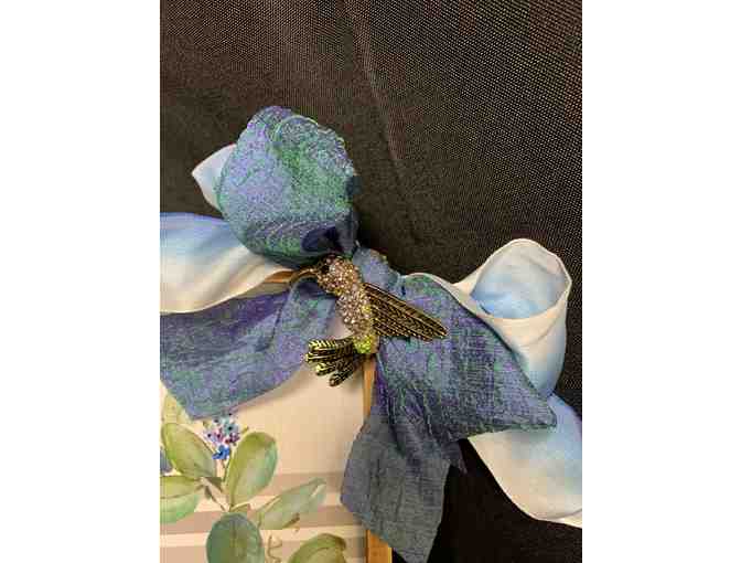 Hummingbird pin and 'Our Nest' painted picture