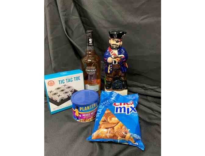 'Aye Matey' Basket - Cruzan Spiced Rum from St. Johns, Pirate Decanter, Game and Snacks