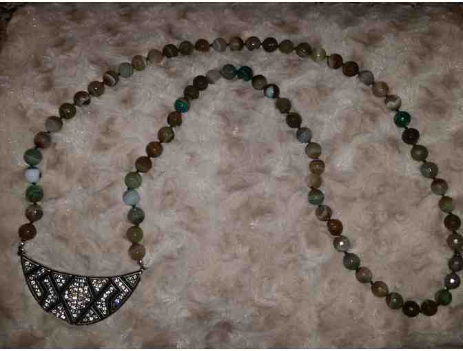 A. Marie Jewelry 'Luna'--Incredible Stone Necklace  w Rose Gold Moon Pendant & CZ Accents