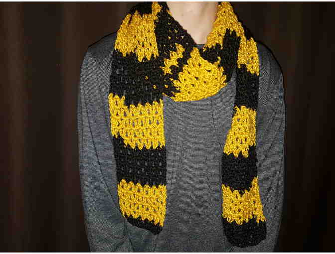 Handmade Traditional Knitted Ladies Scarf, Longer 10' Length, Yellow and Black