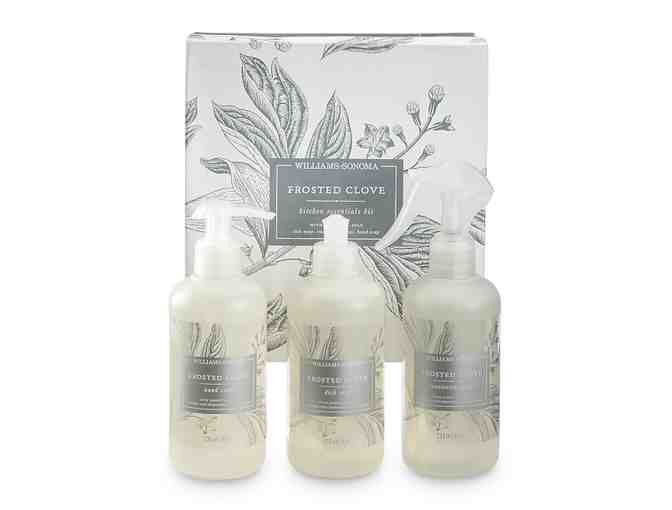 Williams Sonoma Kitchen Essentials Kit--Frosted Clove Hand Soap, Dish Soap, Counter Spray