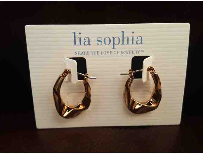 Jewelry--Brand New Lia Sophia Gold Oblong Hoop Pierced Earrings - Photo 1