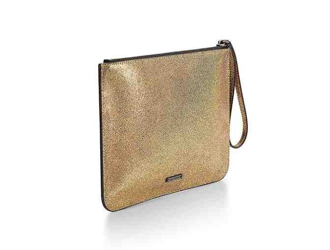 Handbags--Rebecca Minkoff Brand New Glitter Gold Large Kerry Pouch Wristlet with Tags - Photo 1
