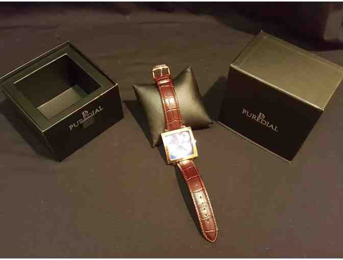 Jewelry--Men's PureDial Square Legacy Blue Face Rose-Gold Colored Watch