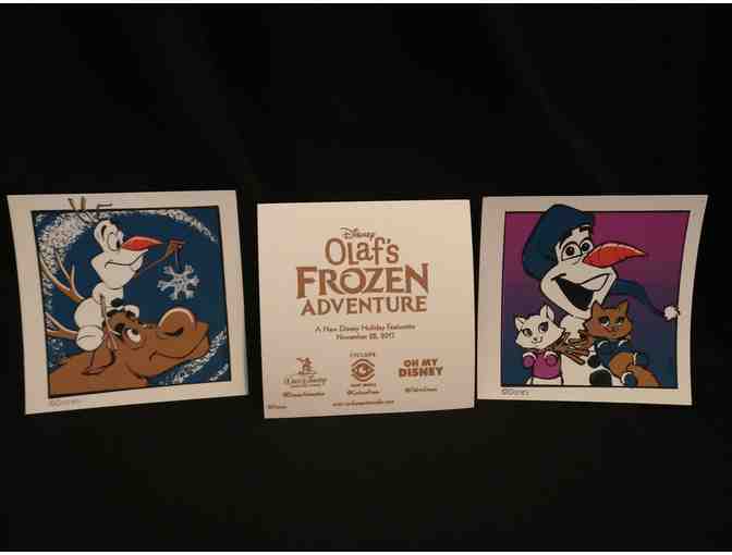 Collectibles--Disney OLAF'S FROZEN ADVENTURE Cast/Crew Scarf & Painted Lithographs+Toy