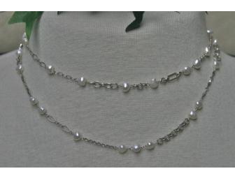 JEMMS Mixed Sterling Silver Chain and Baroque Freshwater Pearl Necklace