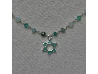 JEMMS Mixed Aqua & Green Sterling Silver Star of David Necklace