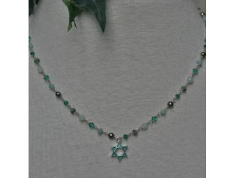 JEMMS Mixed Aqua & Green Sterling Silver Star of David Necklace