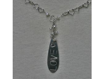 JEMMS Custom Stamped Sterling Silver LOVE Teardrop Necklace