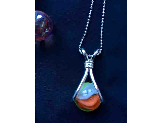 Marble POP! pendant with 9 interchangeable marbles & 18' silver plated necklace