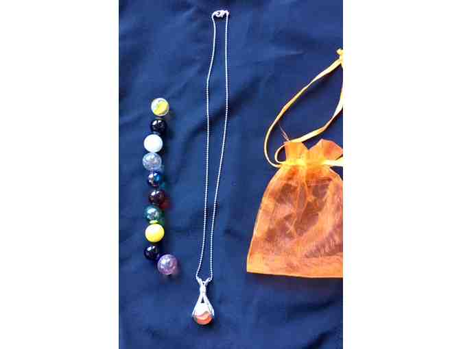 Marble POP! pendant with 9 interchangeable marbles & 18' silver plated necklace