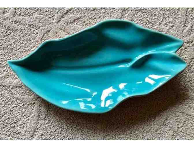 Catalina Pottery: Leaf -Shaped Dish in Turquoise & Coral