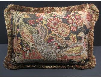 Peacock Feather Tapestry Pillow with Fringe 14x20'