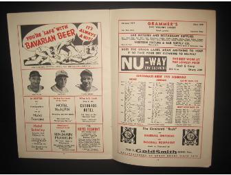Program from Reds 1939 Pennant Winning Game Against St. Louis