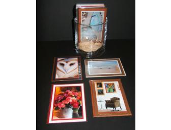 MK Smith set of 27 photo notecards with glass bowl container
