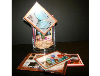 MK Smith set of 27 photo notecards with glass bowl container