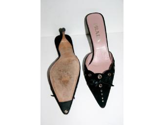 Prada Black Suede Mules; size 39 (8)