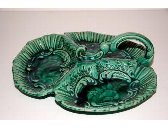 Majolica Partitioned Platter with Handle
