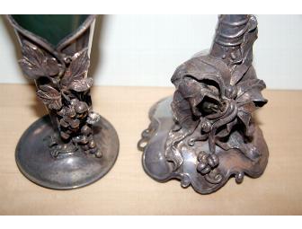 Israeli Silver and Glass Bottle Vase