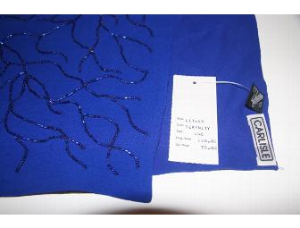BLUE SILK CARLISLE SCARF WITH BEADING