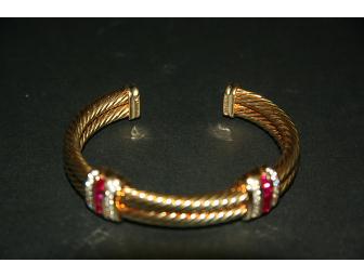 DAVID YURMAN GOLD, RUBY, AND DIAMOND CUFF BRACELET