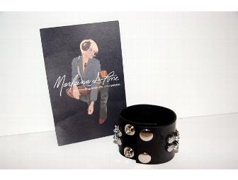 BLACK LEATHER CUFF BRACELET BY MARLAINA STONE