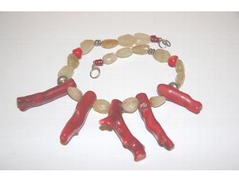 RED CORAL BEADED NECKLACE
