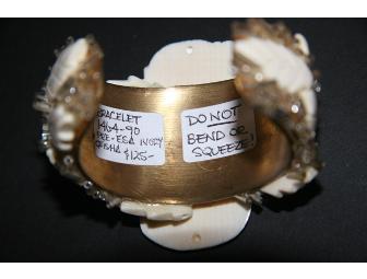 VINTAGE IVORY 'GEISHA' CUFF BRACELET & ASIAN INSPIRED FABRIC EVENING BAG