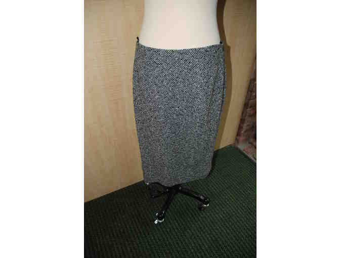 Escada Black and White Wool Tweed Skirt Suit, Jacket Size 40, Skirt Size 42
