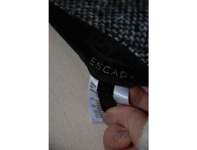 Escada Black and White Wool Tweed Skirt Suit, Jacket Size 40, Skirt Size 42