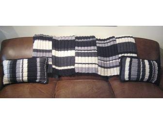 Community Made Hand Knit Blanket and Pillows