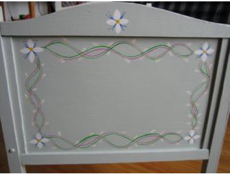 Handpainted Doll Bed with Handmade Bedding