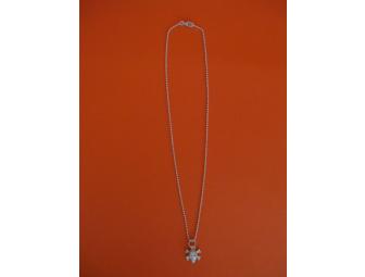 Sterling Silver and Diamond Skull Pendant on Silver Chain