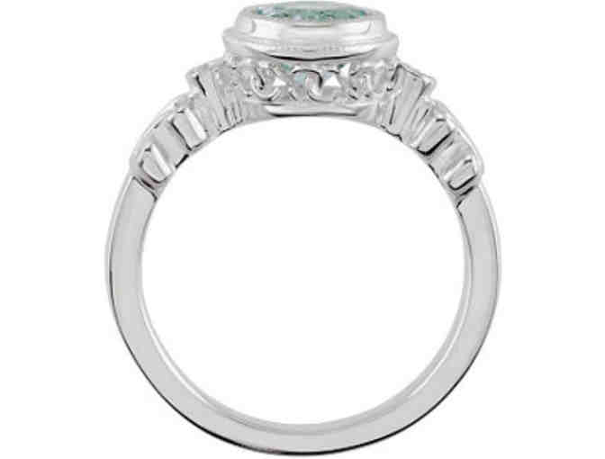 Vintage Design Diamond and Aquamarine Ring sz 7