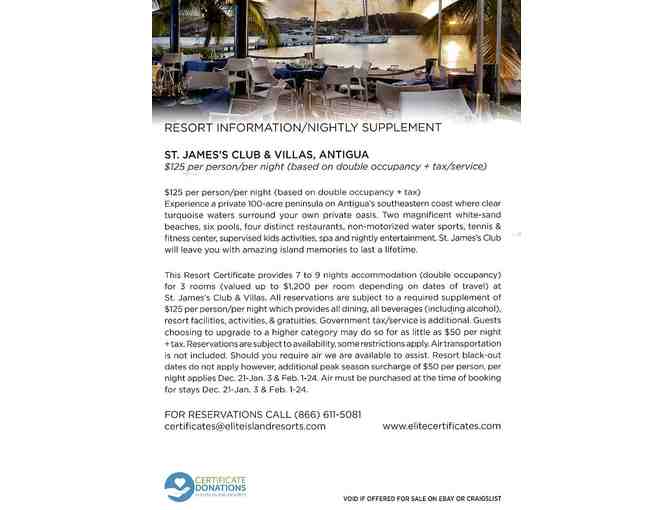 7-9 Nights of Premium Accommodations at St. James' Club, Antigua