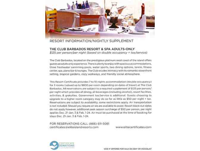 7-10 Nights at The Club, Barbados Resort & Spa