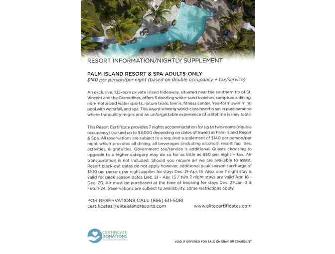 7 Nights in Palm Island, The Grenadines