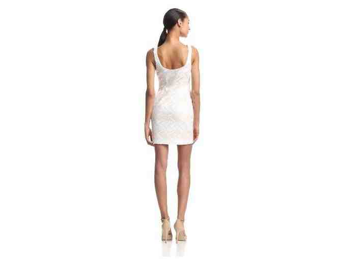 Aidan Mattox White and Cream Zig Zag Sleeveless Dress- Size 12