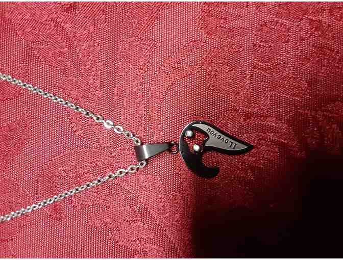 Jstyle His & Hers Interlocking Heart Necklace