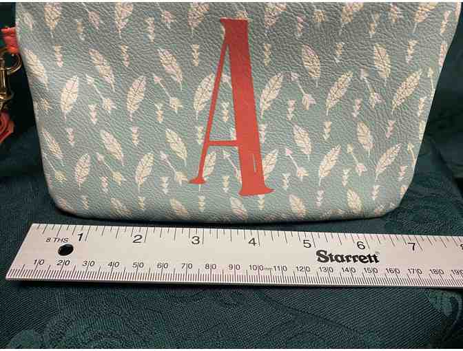 Monogrammed 'A' Wristlet Feather Pattern Organizer Tote