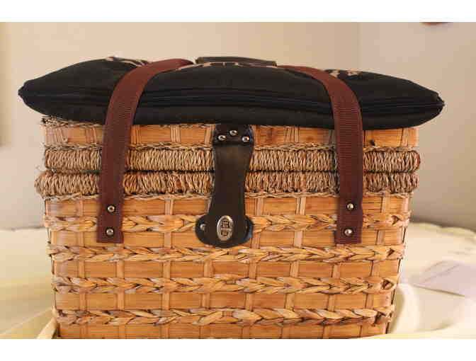 Wicker Picnic Basket with Leather Trim