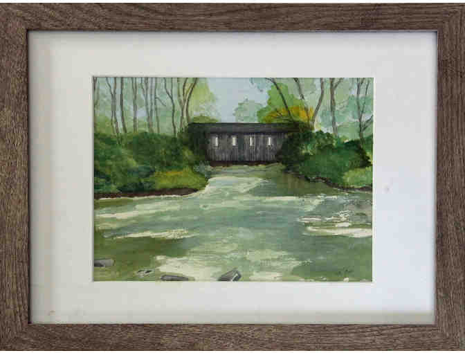 Covered Bridge at Spring Creek watercolor by Martha Cox - Photo 1