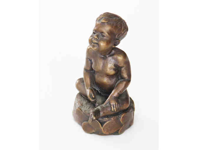 Bronze statue of child by sculptor/painter Vala Olan - vintage - Photo 1