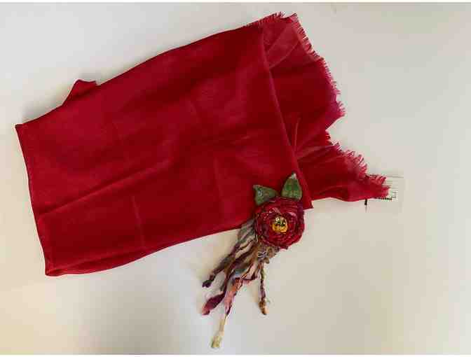 Felted Rose Pin and Echo brand Red Radiance Wrap/Scarf - Photo 2